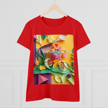 Origami Bicycle Women's Midweight Cotton Tee