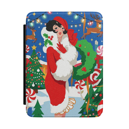 🦌🍬 The Lady Of The Peppermint Christmas Garden Kindle Case – Colorful Art Deco Holiday Fantasy