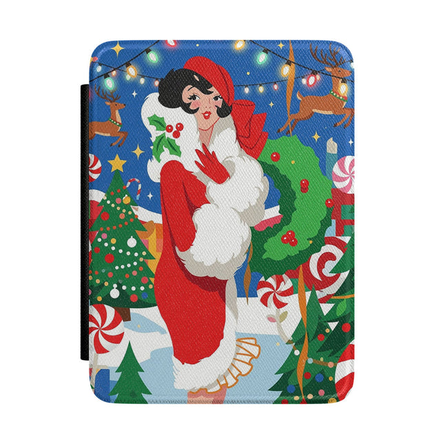 🦌🍬 The Lady Of The Peppermint Christmas Garden Kindle Case – Colorful Art Deco Holiday Fantasy