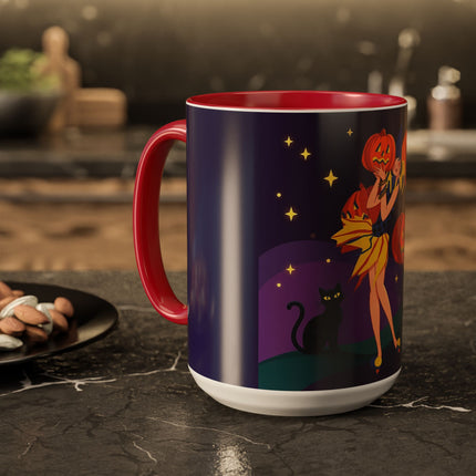 🎃🕯️ Moonlit Pumpkin Masquerade Colorful Mug – Whimsical Halloween Charm