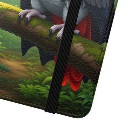🪶🌲 The African Grey Sentinel Flip Case – Quiet Strength & Woodland Adventure