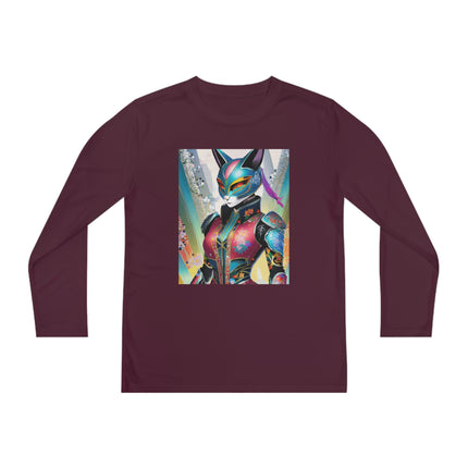 Cyberpunk Chic Youth Long Sleeve Competitor Tee – Holographic Style & Futuristic Adventure