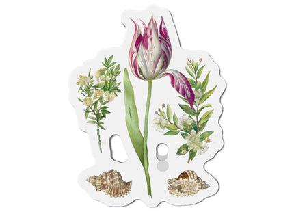 Tulip, Branches of Myrtle, and Shells by Maria Sibylla Merian Die-Cut Magnets (5 Sizes)