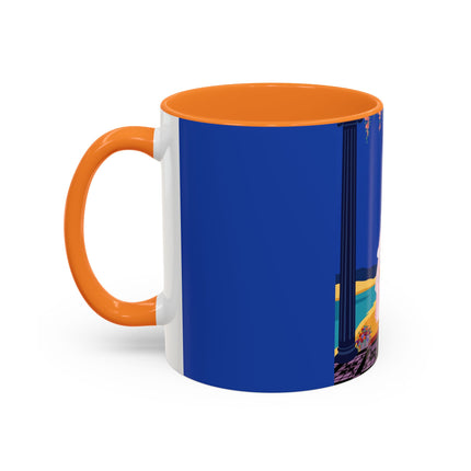 The Moonlit Promenade Colorful Mug (11oz, 15oz) – Blush Elegance, Coastal Romance & Art Deco Style