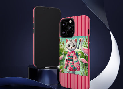 Geisha Kitten Strolls Among the Spoonbills Phone Cases