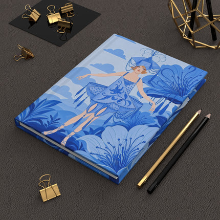 💙🌸 The Lady Of The Sapphire Blossom Garden Hardcover Journal – Art Deco Blue Floral Fantasy