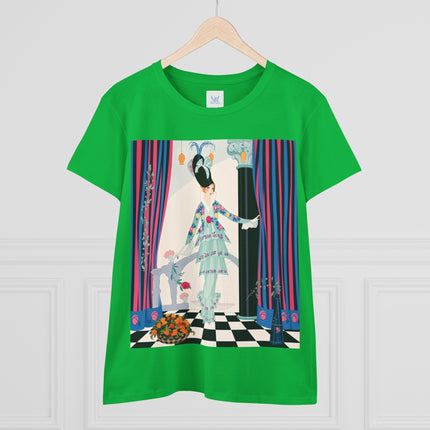🌸🎭 The Lady Of The Garden Salon Cotton Tee – Art Deco Floral Elegance
