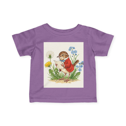 🐦📜 The Little Meadow Songbird Infant Fine Jersey Tee – Whimsical Woodland Charm