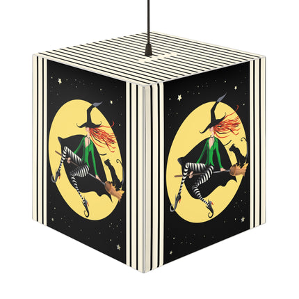 A Witch’s Moonlit Flight Light Cube Lamp