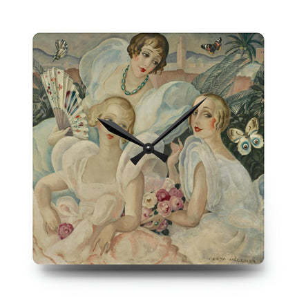 Les Femmes Fatales by Gerda Wegener Acrylic Wall Clock, Round and Square