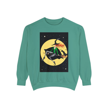 A Witch’s Moonlit Flight Unisex Garment-Dyed Sweatshirt