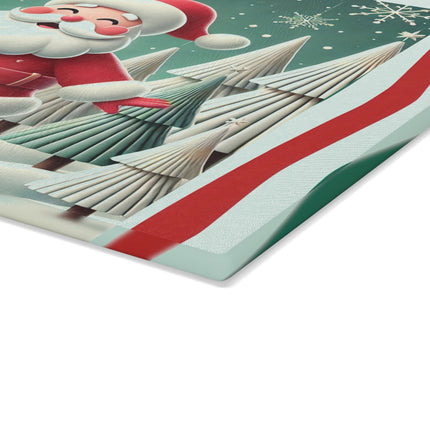 Santa's Joyful Night Glass Cutting Board
