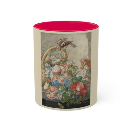 A Basket with Flowers by Herman Henstenburgh Colorful Mugs, 11oz