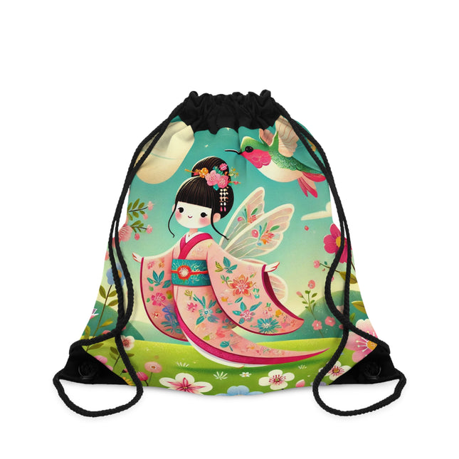 Geisha Fairy and the Hummingbird Drawstring Bag