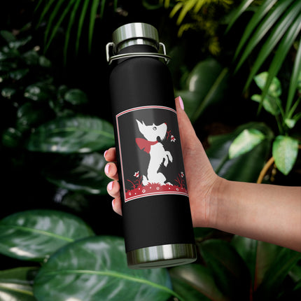 The Enchanting White Terrier with a Red Bow Copper Vacuum Insulated Bottle, 22 oz