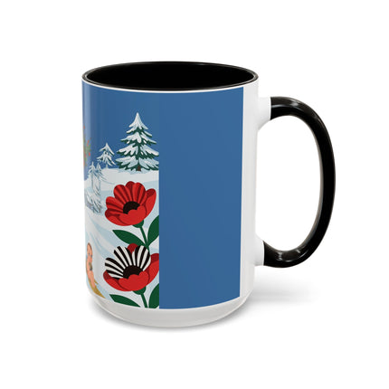 🎿🎄 The Christmas Holly Skier Colorful Mug – Whimsical Holiday Fantasy
