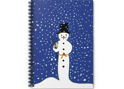 Snowman in Falling Snow Spiral Notebook - Ruled Line