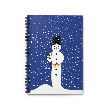 Snowman in Falling Snow Spiral Notebook - Ruled Line
