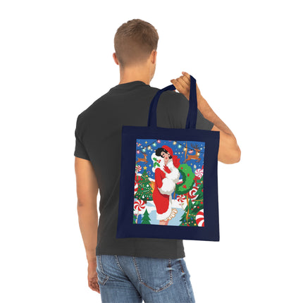🍬🎄 The Lady Of The Peppermint Christmas Garden Cotton Tote Bag – Art Deco Holiday Fantasy