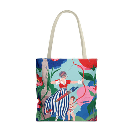 🏹🌺 The Lady Of The Enchanted Garden Archery Tote Bag – Art Deco Floral Adventure