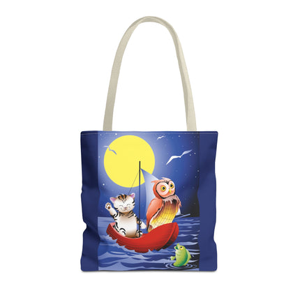 Children's Art Owl and Pussy Cat Tote Bag  (AOP)