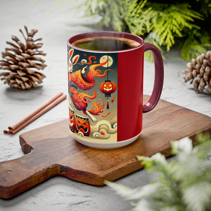 Jack-O’-Lantern Drums & The Kabuki Rabbit Colorful Mugs (11oz, 15oz)