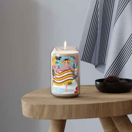 🌼🎄 The Christmas Blossom Belle Scented Soy Candle – Colorful Art Deco Holiday Fantasy