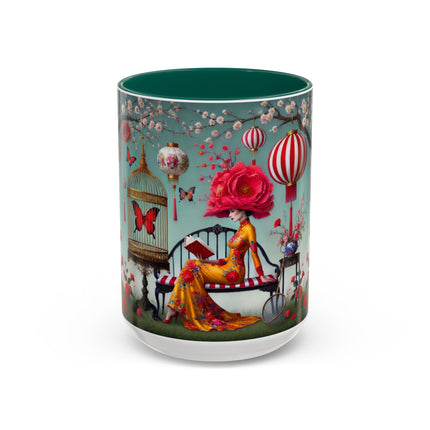 Reading in a Painted Garden Colorful Mugs (11oz, 15oz)