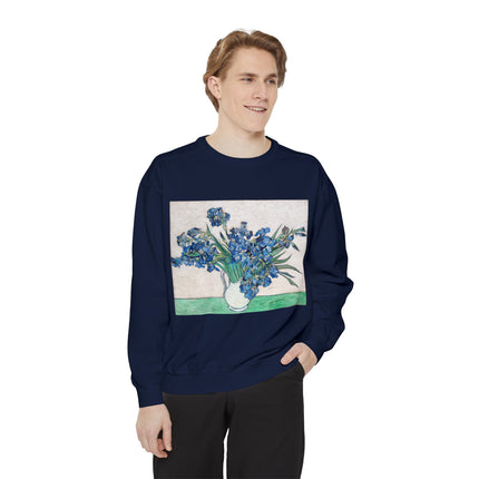Irises by Vincent Van Gogh Unisex Garment-Dyed Sweatshirt