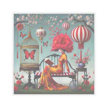 Reading In A Painted Garden Kiss-Cut Stickers (4 Sizes)