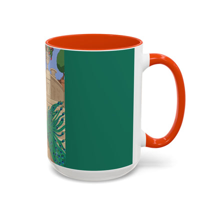 The Peacock's Admiration Colorful Mug (11oz, 15oz) – Rococo Elegance, Peacock Beauty & Garden Charm