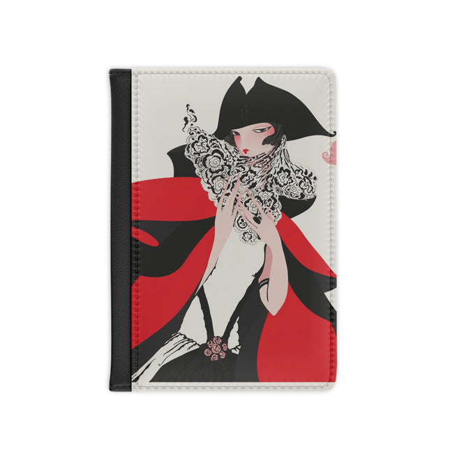 Crimson Masquerade Passport Cover – Dramatic Elegance & Art Deco Mystery
