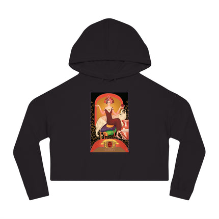 January & Garnet (from the Gem Series) by Sofia Chiostri Women’s Cropped Hooded Sweatshirt