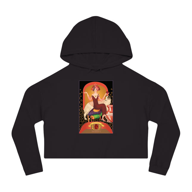 January & Garnet (from the Gem Series) by Sofia Chiostri Women’s Cropped Hooded Sweatshirt