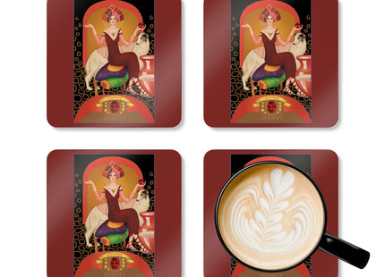 Capricorn Zodiac Design – December & Garnet by Sofia Chiostri | Corkwood Coaster Set