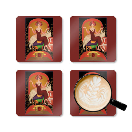 Capricorn Zodiac Design – December & Garnet by Sofia Chiostri | Corkwood Coaster Set