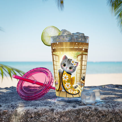 Playful Kitten in the Tea Room Sunsplash Tumbler with Straw, 16oz