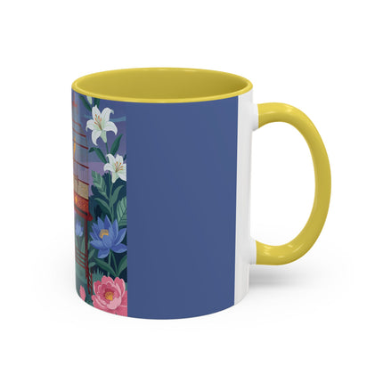 Whispers to the Golden Songbird Colorful Mugs – Art Deco Garden Elegance