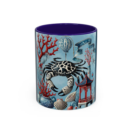 Spotted Crab & Pagoda Colorful Mug – Mystical Ocean & Asian Harmony