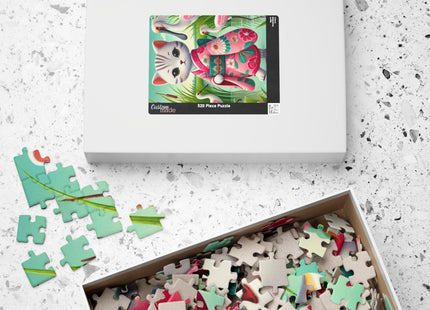 Geisha Kitten Strolls Among the Spoonbills Puzzle (110, 252, 520-piece)