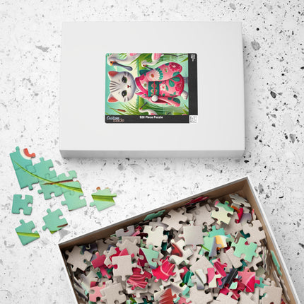 Geisha Kitten Strolls Among the Spoonbills Puzzle (110, 252, 520-piece)