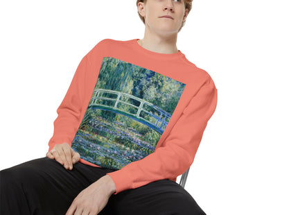 Water Lilies and Japanese Bridge by Claude Monet Unisex Garment-Dyed Sweatshirt