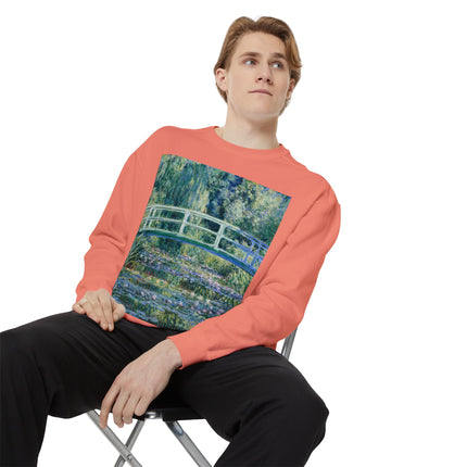 Water Lilies and Japanese Bridge by Claude Monet Unisex Garment-Dyed Sweatshirt