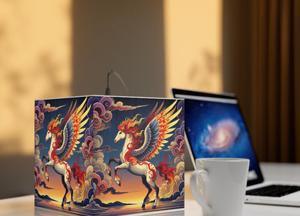 Flame-Winged Horse at Sunset Light Cube Lamp