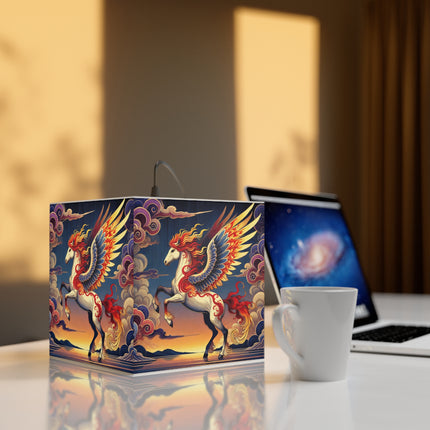 Flame-Winged Horse at Sunset Light Cube Lamp