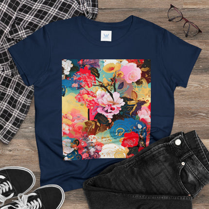 Women's Ethereal Irises Print Midweight Cotton Tee