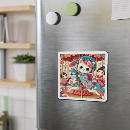 Geisha Kitten's Enchanted Carousel Ride Die-Cut Magnets (5 Sizes)