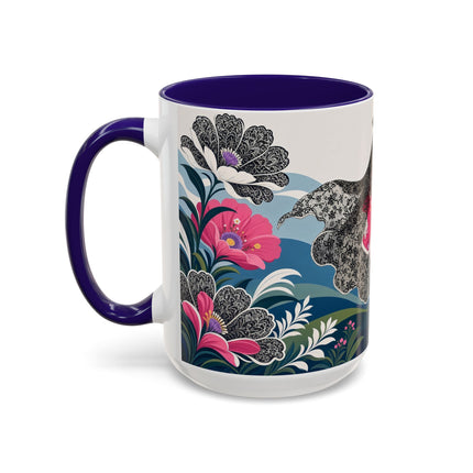 🌸🎀 The Pink Lace Garden Promenade Colorful Mug – Art Deco Fashion Elegance