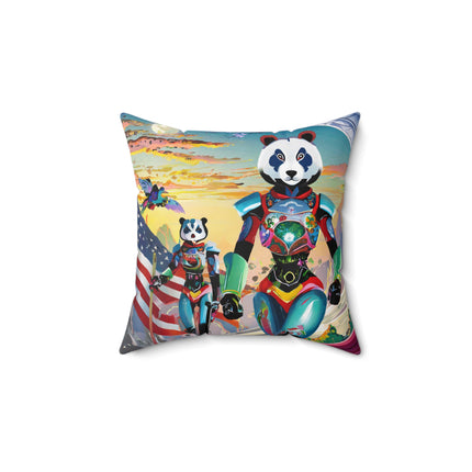 Cyber Punk Robots Spun Polyester Square Pillow