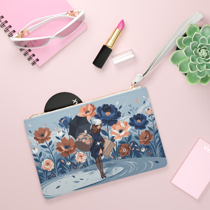 ☂️🌺 The Lady Of The Traveling Garden Clutch Bag – Art Deco Floral Adventure